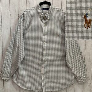 Polo Ralph Lauren Men’s 2XLT  Classic Grey Plaid Oxford Shirt 100% Cotton NWT